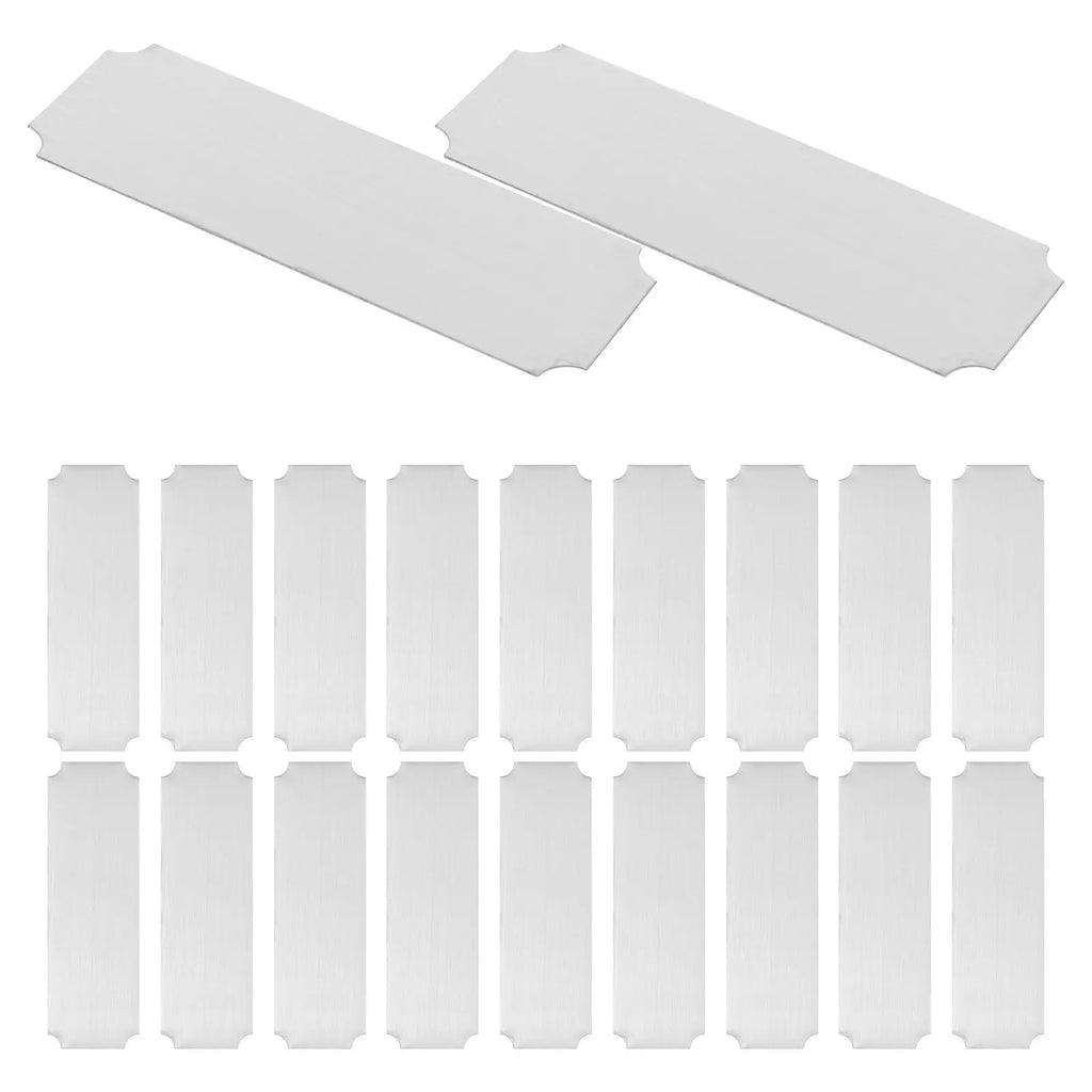 20Pcs Stainless Steel Name Tags Blank Rectangle Self Adhesive Office Desk Metal Badges Employee Identification Plates