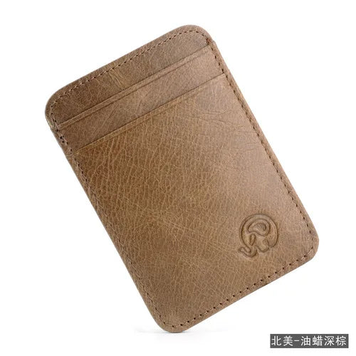 New Genuine Leather Card Holder Oil Wax Leather Multi-Card Small Retro Cowhide Coin Purse Men/Women Luxury Card Holder