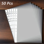 50 A4 Transparent Plastic Folders - 3-Ring Binder, Test Papers, Invoices, Office Supplies, Easy Design, 4C Thickness, Normal Use