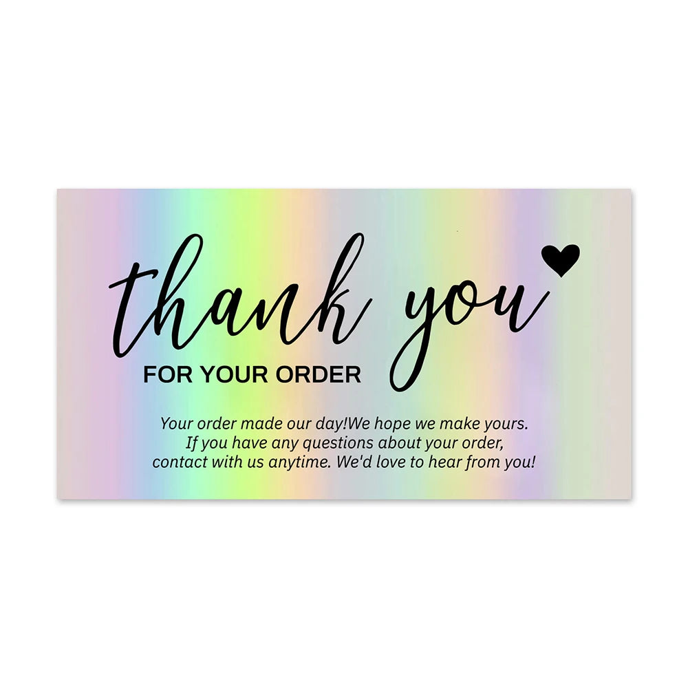 10-50pcs Thank You Cards For Small Business Colorful Laser Paper Thank You For Your Order "Beyond Grateful" Cards