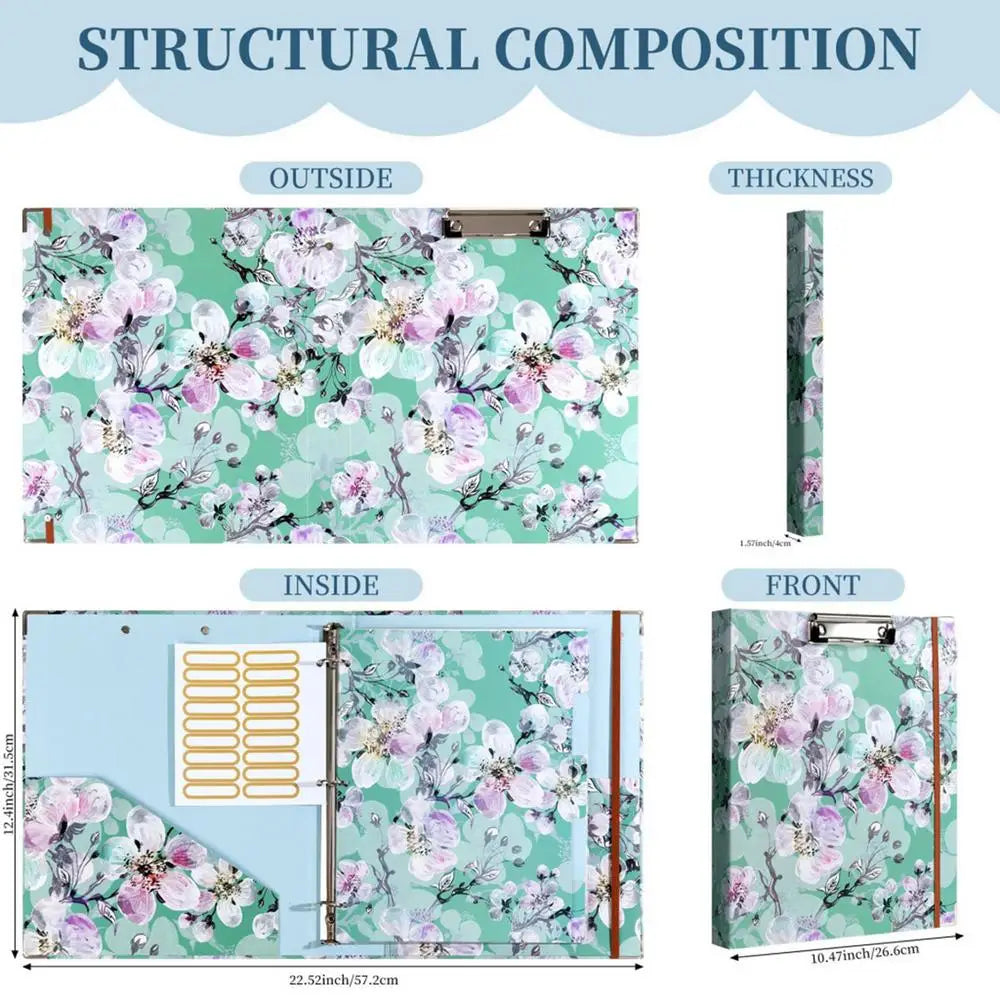 3 Ring Binder Portable 3Ring View Binder Non-Stick File Folders Letter Size Refillable Office Supplies with Divider School