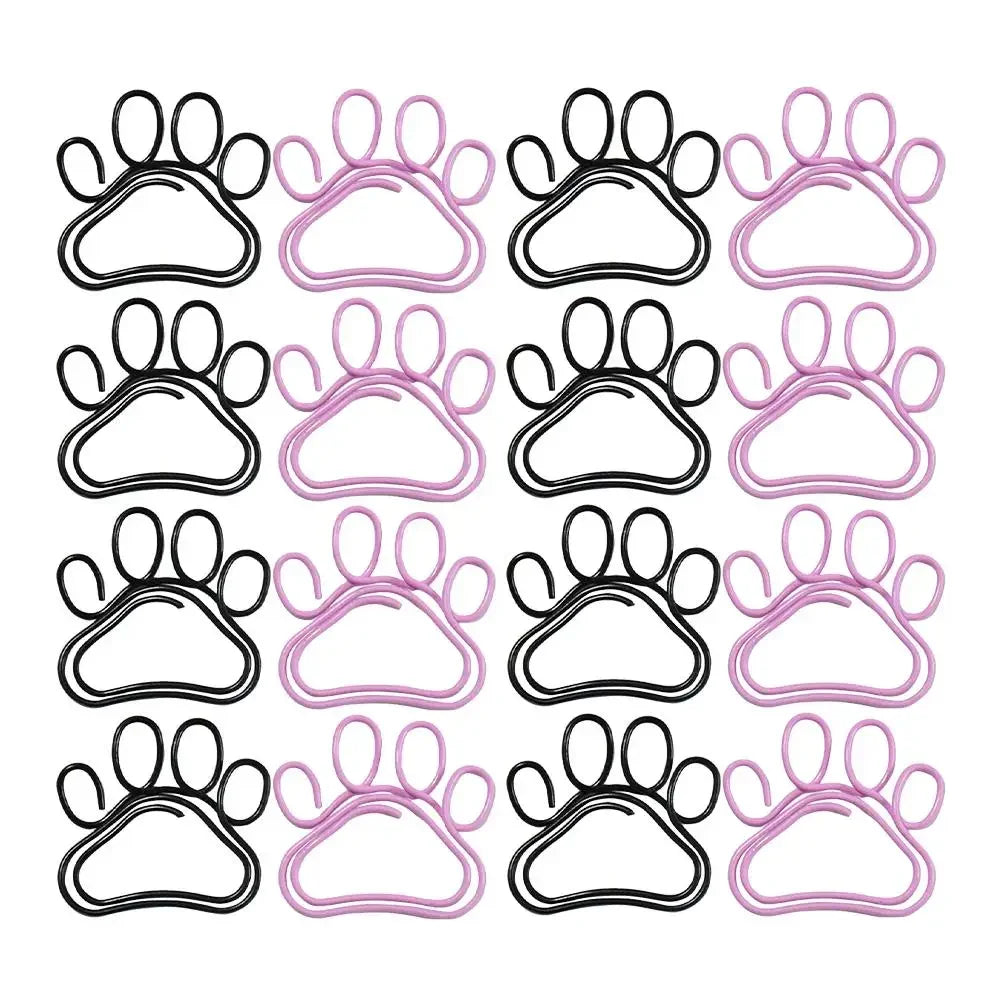 20pcs Cute Cat Claw Paper Clips Creative Pink Black Metal Paperclip Cartoon Bookmark Binder Office Stationery Binding Supplies