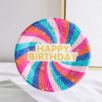 Pink Blue Stripe Dot Disposable Tableware Sets Paper Cups Plate Straws Fork Disposable Sets Wedding Birthday Party Decorations