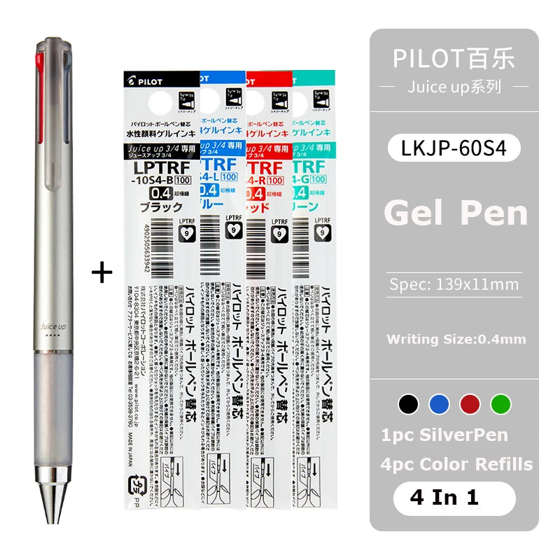Japan Pilot Modular Pen Juice Up 3/4 Color 0.4mm Ultra-fine Gel Pens, Water-base Smooth Writing Versatile Stationery Aacsesories