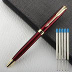 Luxury Metal Ballpoint Pen Stainless Steel Golden Trim Gift Writing Stationery Office School Supplies