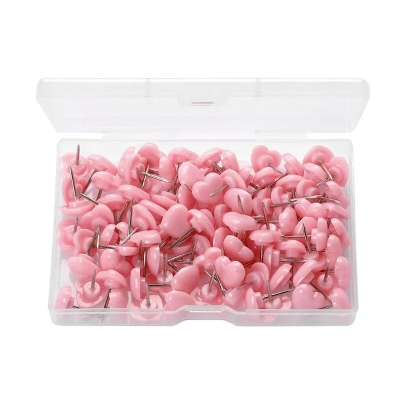 100 Pcs Decorative Pushpins Heart Push Pins Map Tacks Map Pins School Supplies
