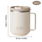 500ml Double-layer Mug 304 Stainless Steel Insulated Coffee Cup With Handle Portable Sealed Water Cup Drinkware For Student Kid