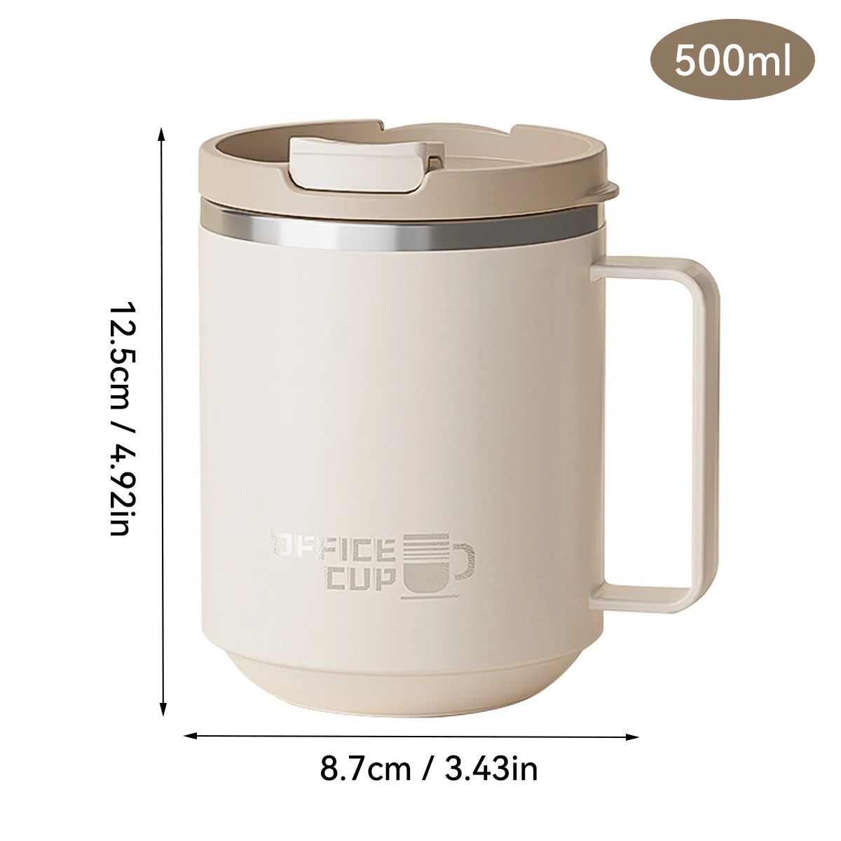 500ml Double-layer Mug 304 Stainless Steel Insulated Coffee Cup With Handle Portable Sealed Water Cup Drinkware For Student Kid