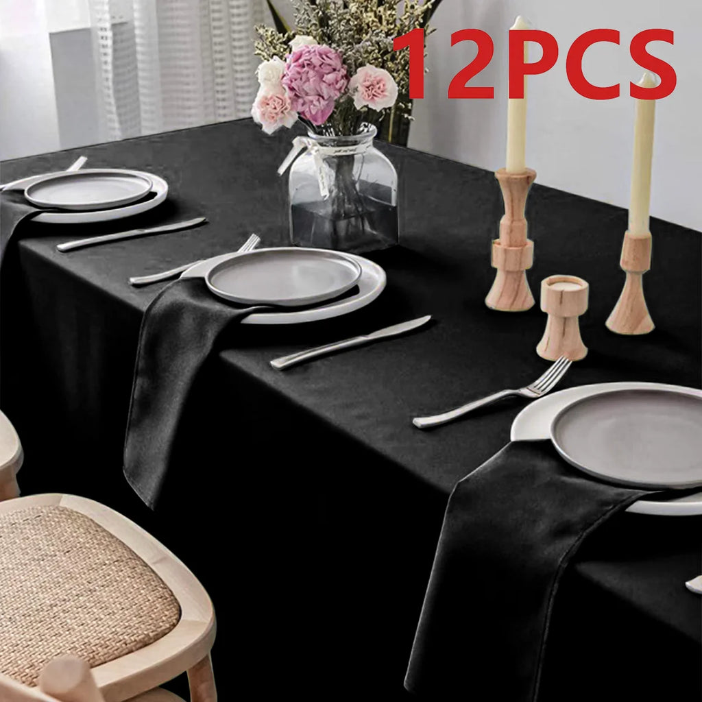 Set Of 6/12/24 40x40cm Table Cloth Napkins Durable Polyester Thicken Placemat Reusable for Kitchen Dining  Wedding Decoration