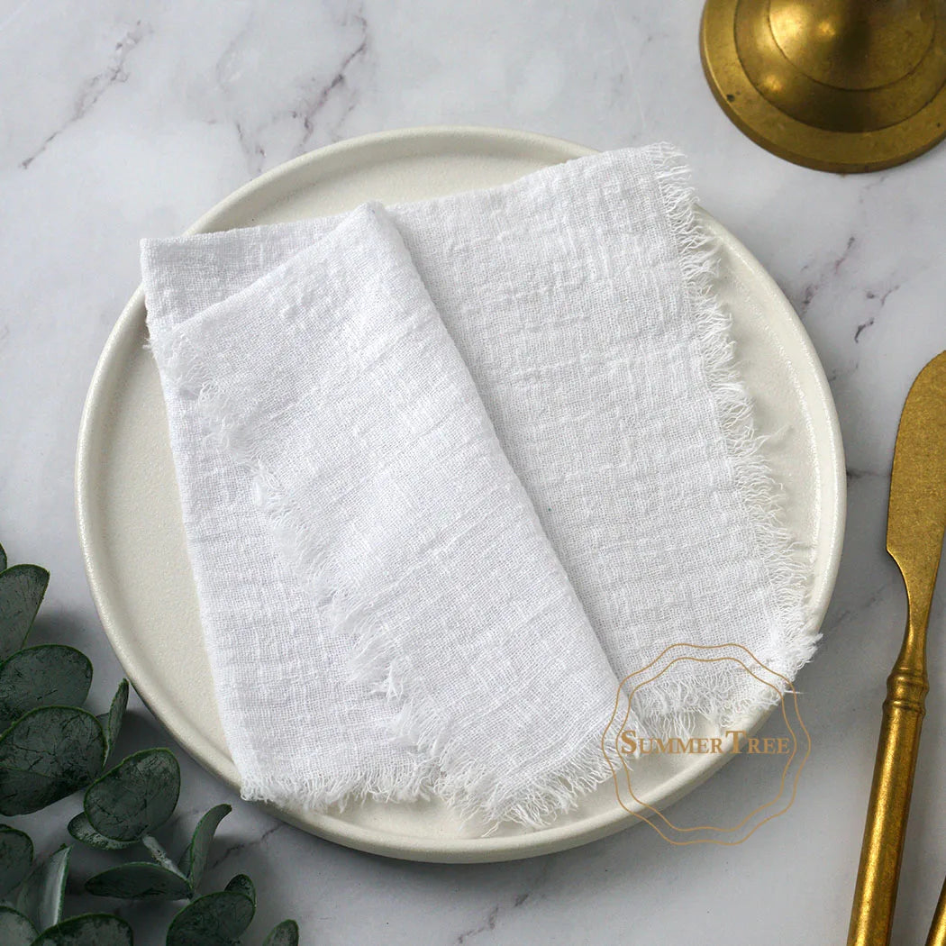 10pcs 32x32cm Cotton Gauze Napkins Retro Burr Design Napkin for Vintage Wedding Receptions Banquets Christmas Table Decoration