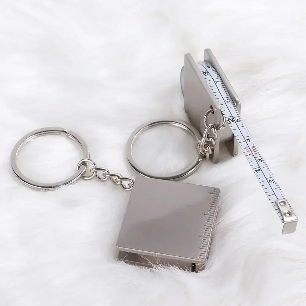 Key Ring Tape Measure Keychain Gauging Tools Retractable Ruler Pull Ruler Measuring Tools Stainless Steel Portable