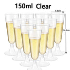 15/25/50pcs 150ml Disposable Champagne Glasses Cocktail Glasses Plastic Tall Glasses Martini Glasses for Weddings Party