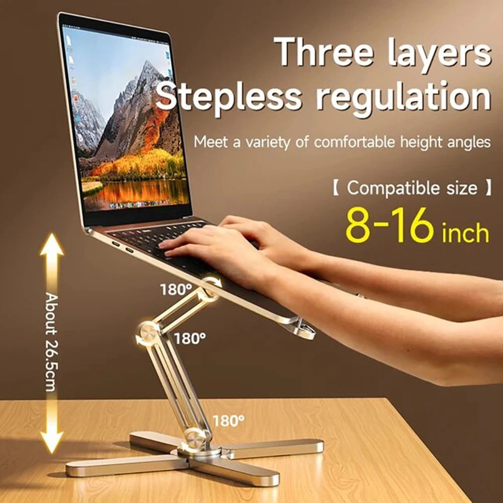 Foldable Laptop Stand 360°Rotation Notebook Table Holder Aluminum Alloy Portable Book Tablet Bracket Open-ended Heat Dissipation