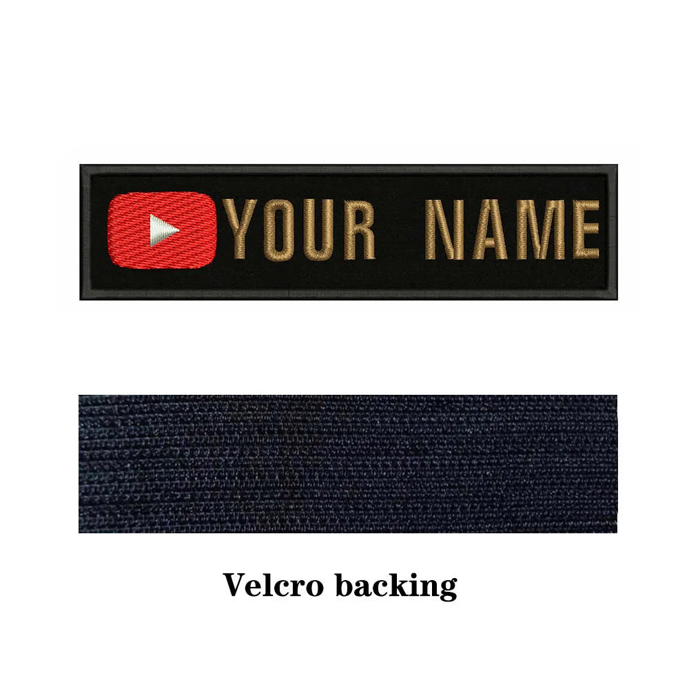YouTube Logo 10X2.5cm Embroidery Custom Name Text Patch Stripes Badge Iron On Or  Patches