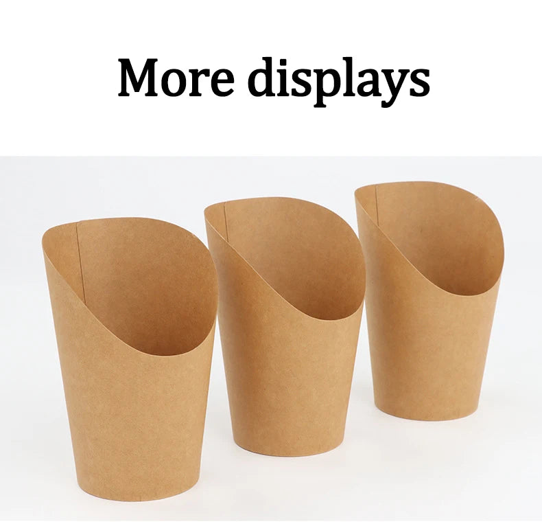 100PCS French Fries Cups Disposable Kraft Paper Cups Snack Containers Charcuterie Dessert Supplies Baking Cups Take-Out Party