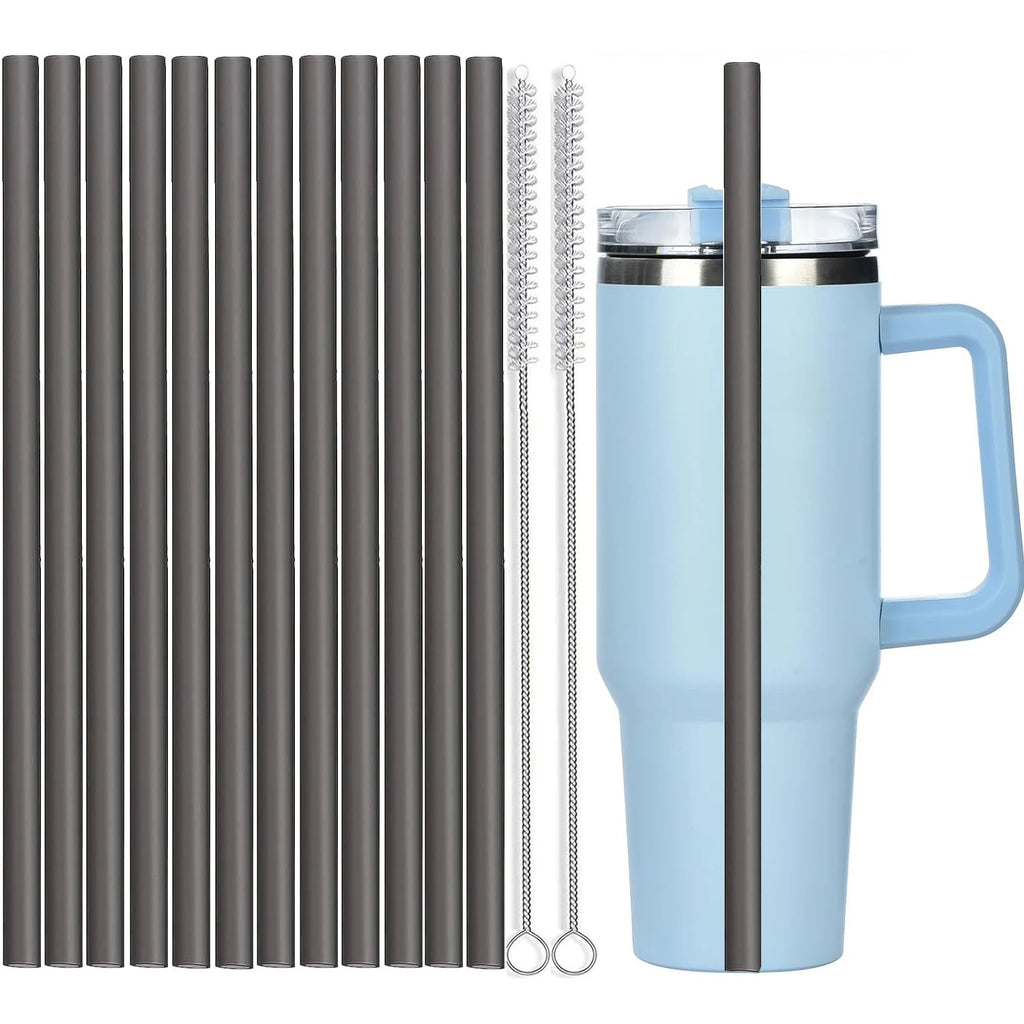 12Pcs Color Replacement Straws for Stanley 30/40 oz Tumbler , 12 in Long Reusable Plastic Straws for Stanley Cup, Plus 2 Brush
