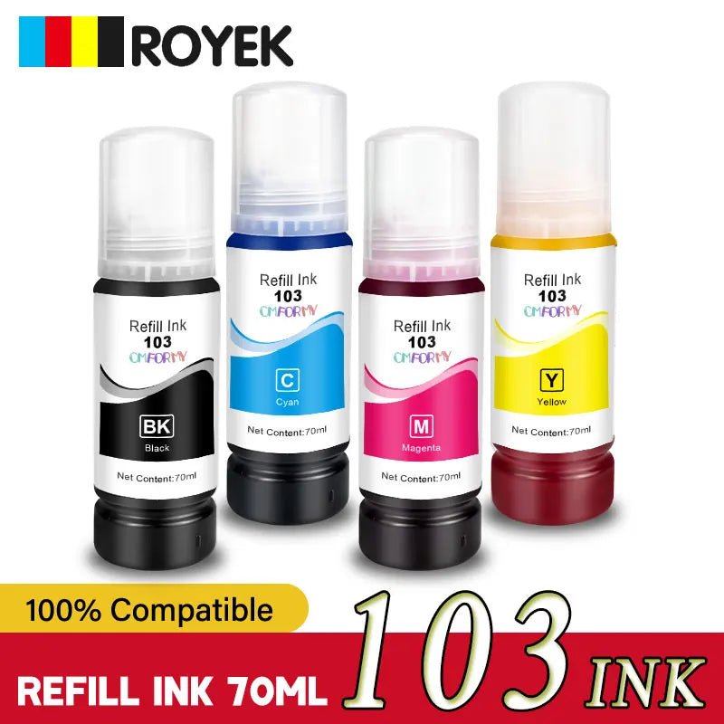 T103 103 104 Refill Dye Ink For Epson EcoTank L1110 L3100 L3110 L3111 L3116 L3150 L3151 L3156 L3160 5190 Desktop Printer