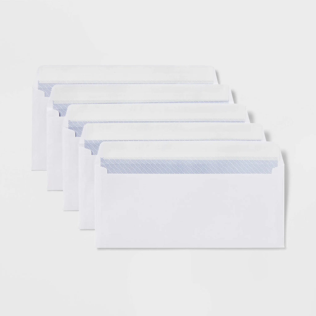 45ct 4"x9.5" Press and Seal Security Envelopes White: Self-Seal Mailing, Business, Letter, Size 10
