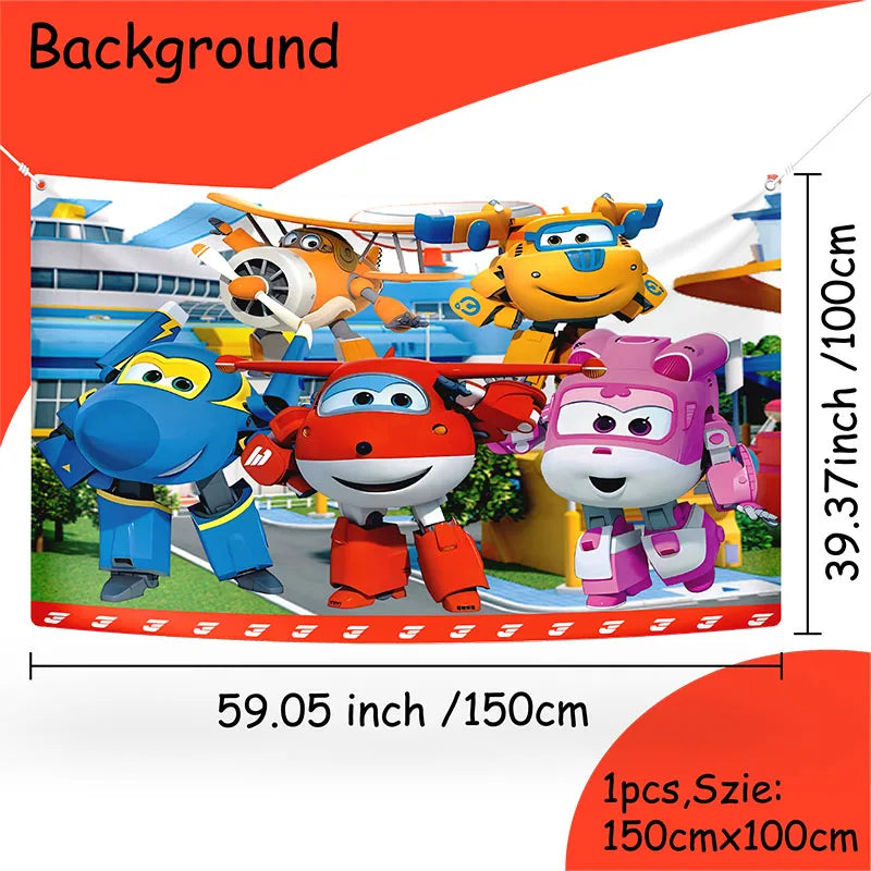 Super Wings Party Supplies Balloons Cup Plates Napkins Tableware For Kids Baby Shower Birthday Party Decoration