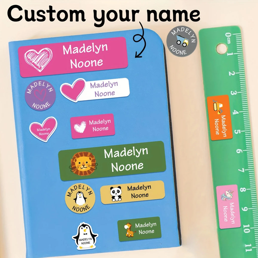 Custom Name Labels 121PCS 2 Sheets Personalized Stickers for Clothes, Lunch Boxes, Bottles, Kids School Supplies, Camp, Daycare