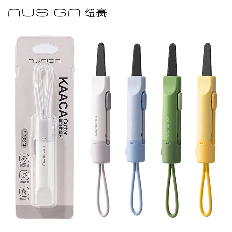 NUSIGN Magnetic Mini Box Cutter Portable Retractable Blade Paper & Letter Opener Durable ABS Material for Office & Home Use