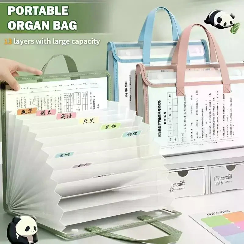 A4 Portable Accordion File Organizer, 13 Pocket Expanding Document Folder for Business School Office Student Supplies