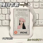 ABS Slide Kpop Photo Card Holder Anti-lost Keychain 3 Inch INS White Idol Protective Case Bag Bus Cards Sleeves Supplies