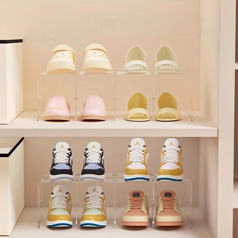 2/4 Pack Space-Saving Vertical Shoe Rack Organizer - Multi-Layer, Easy-to-Assemble, Compact Storage for Home Entryway Cabinet