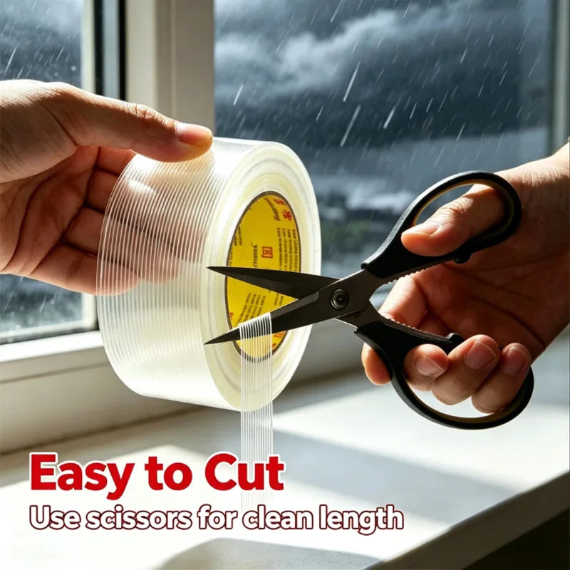 10M-20M Striped Fiber Tape Lithium Battery Pack Insulation Wrap Fiberglass Transparent Single Side Adhesive Seal Packaging Fixed