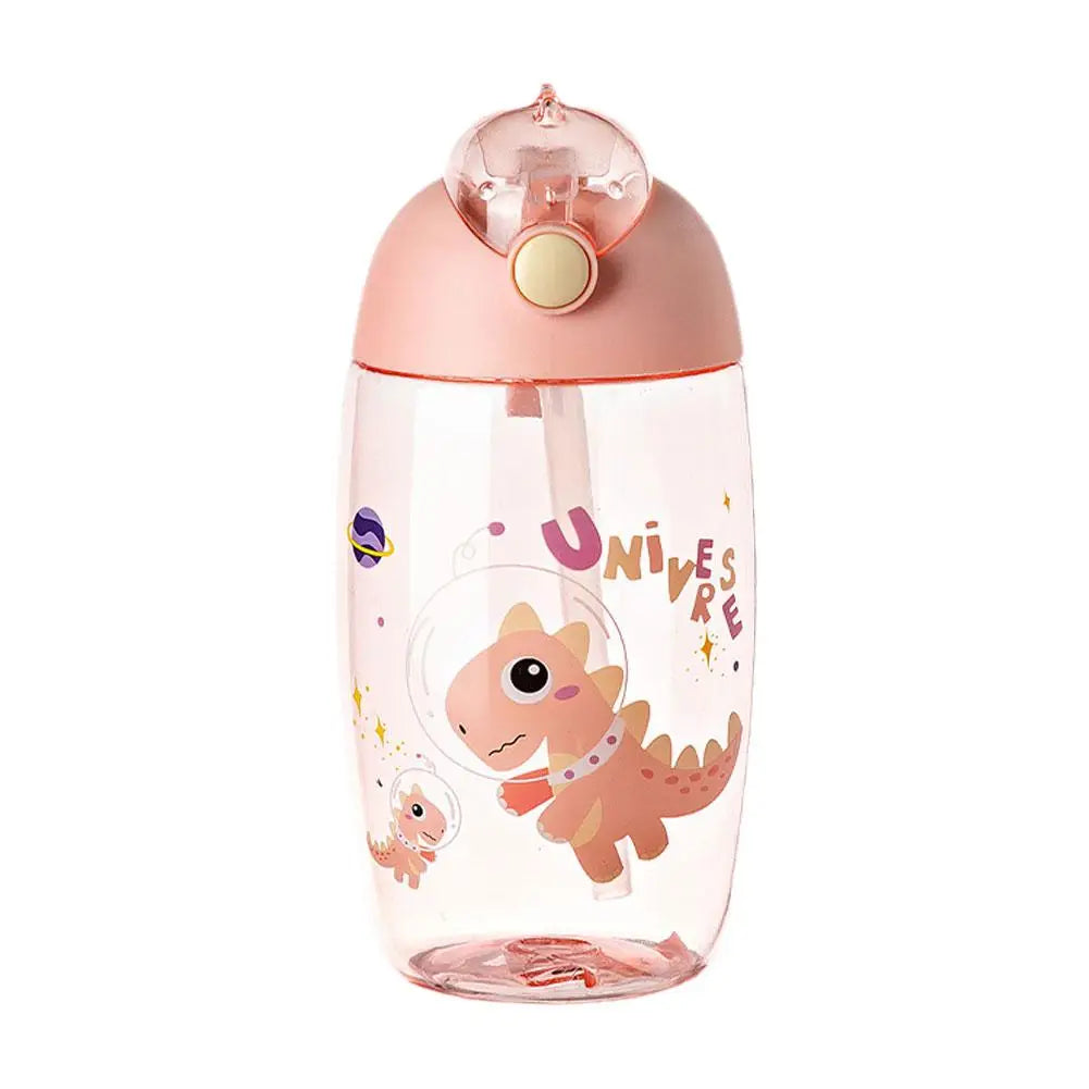 500ml Children's Dinosaur Water Bottle With Silicone Straw Leak Proof Plastic Water Bottle Summer Children's Water Cup