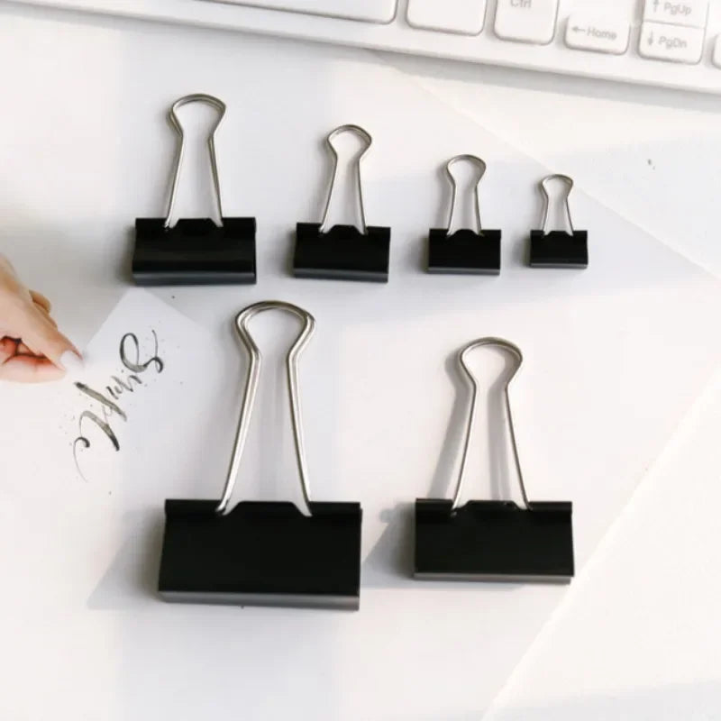 12Pcs/set Large Metal Binder Clips 32mm/ 41mm/ 51mm Notes Letter Paper Clip Office Stationery Supplies Binding Securing