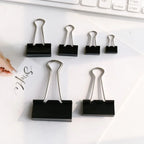12Pcs/set Large Metal Binder Clips 32mm/ 41mm/ 51mm Notes Letter Paper Clip Office Stationery Supplies Binding Securing