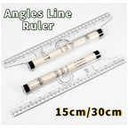 Angles Line Ruler 15cm 30cm Multi-Function Drawing Tool Roll Draw Ruler Metric Rolling Ruler Clear Parallel Rolling Ruler