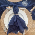 10Pcs 32x32cm Handmade Cloth Napkins with Fringe, Delicate Rustic Decorative Table Napkins for Wedding/Dinner/Party