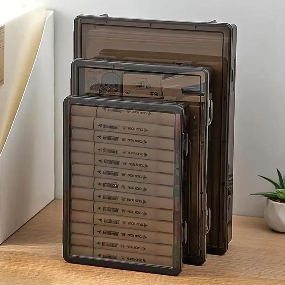 A4 Dust Proof Document Organizer Storage Box Black Transparent Simple Certificate File Box Container for Easy Organization