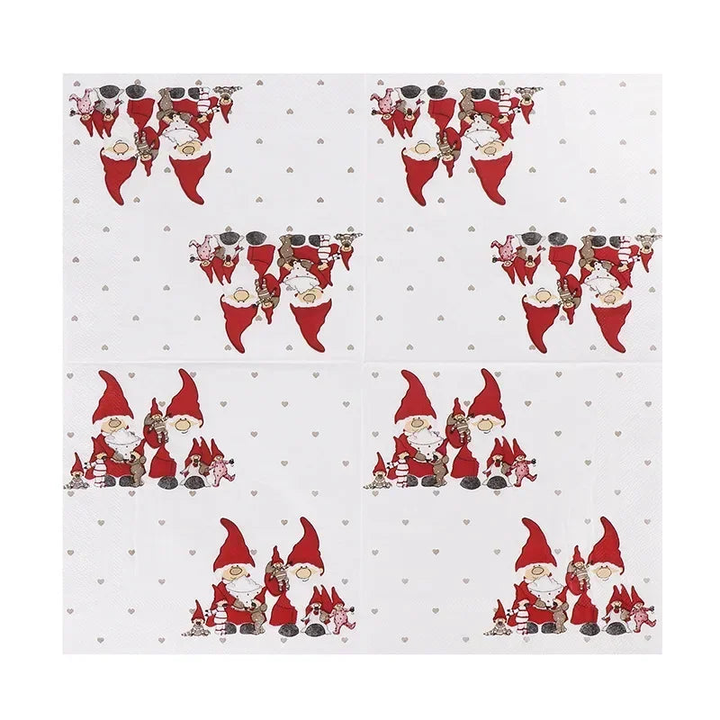 20pcs/Pac 33cm 2-Ply Christmas Snowman Printed Napkins Restaurant Baking Party Decoration Paper Placemats Wholesale Promotions