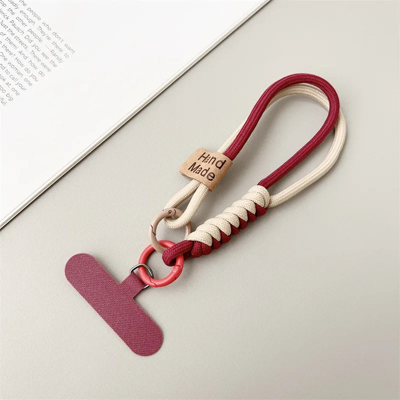 INS British Style Contrasting Woven Phone Lanyard Short Handheld Trendy Phone Case Wrist Rope Doll Luggage Pendant Hanging Rope