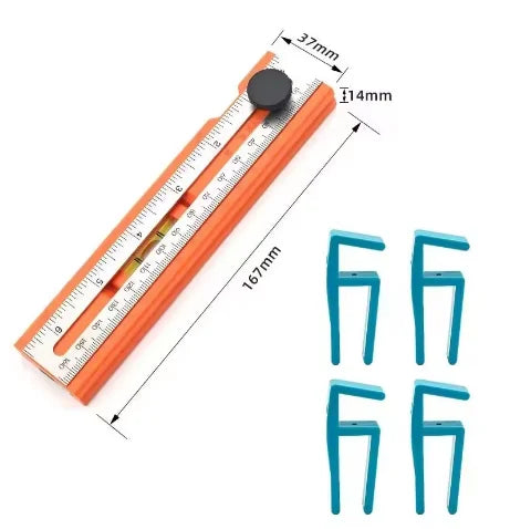 Multi-role Depth Measuring Ruler Adjustable Woodworking Multi-angle Marking Ruler Positioning Scribing Protractor Tool