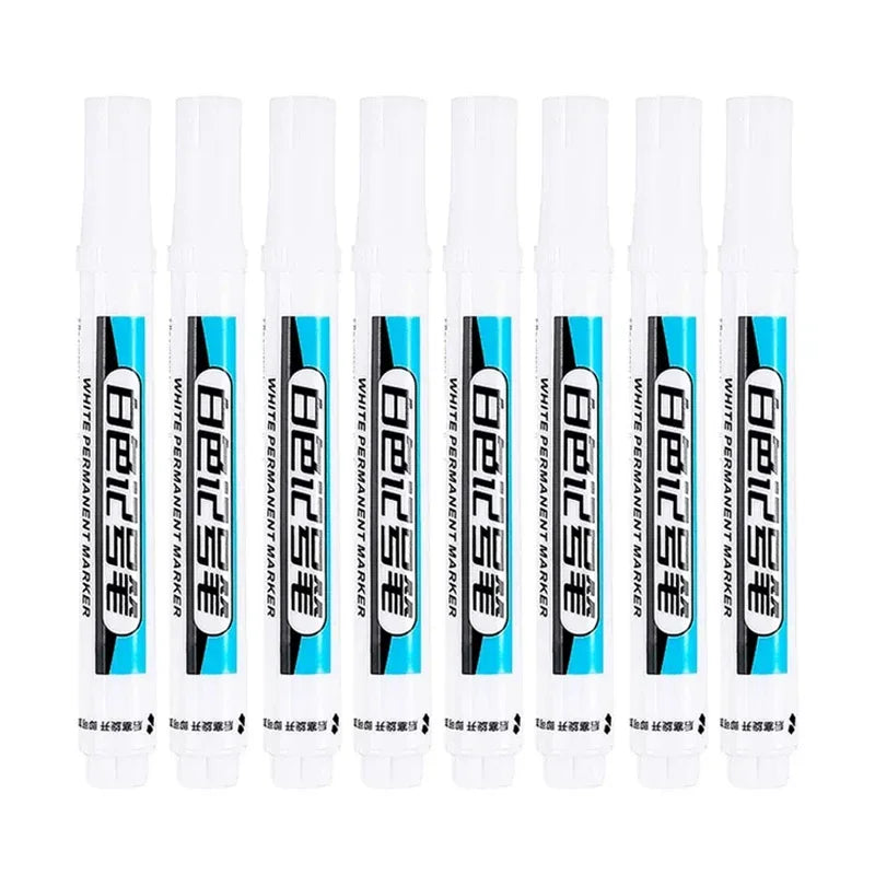 0.7/1.0/1.5/3.0mm White Marker Pens Oily Waterproof Permanent Paint Markers For Wood Plastic Leather Glass Stone Metal Supplies