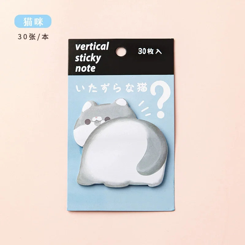 Cute Cartoon Animal Ass Sticky Notes 30Sheets Rabbit Dog Cat Bird Hip Memo Pad Notepads Thick Paper School Office Stationery
