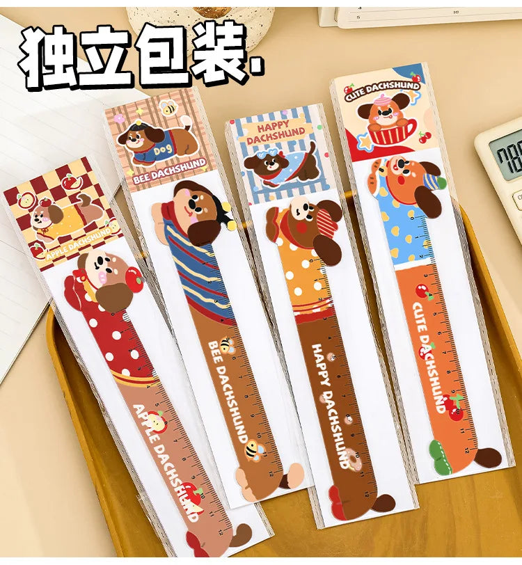 Cartoon Strip Puppy Magnetic Bookmark Ruler Student Cute High-value Bendable Ruler Special-shaped Magnetic Ruler