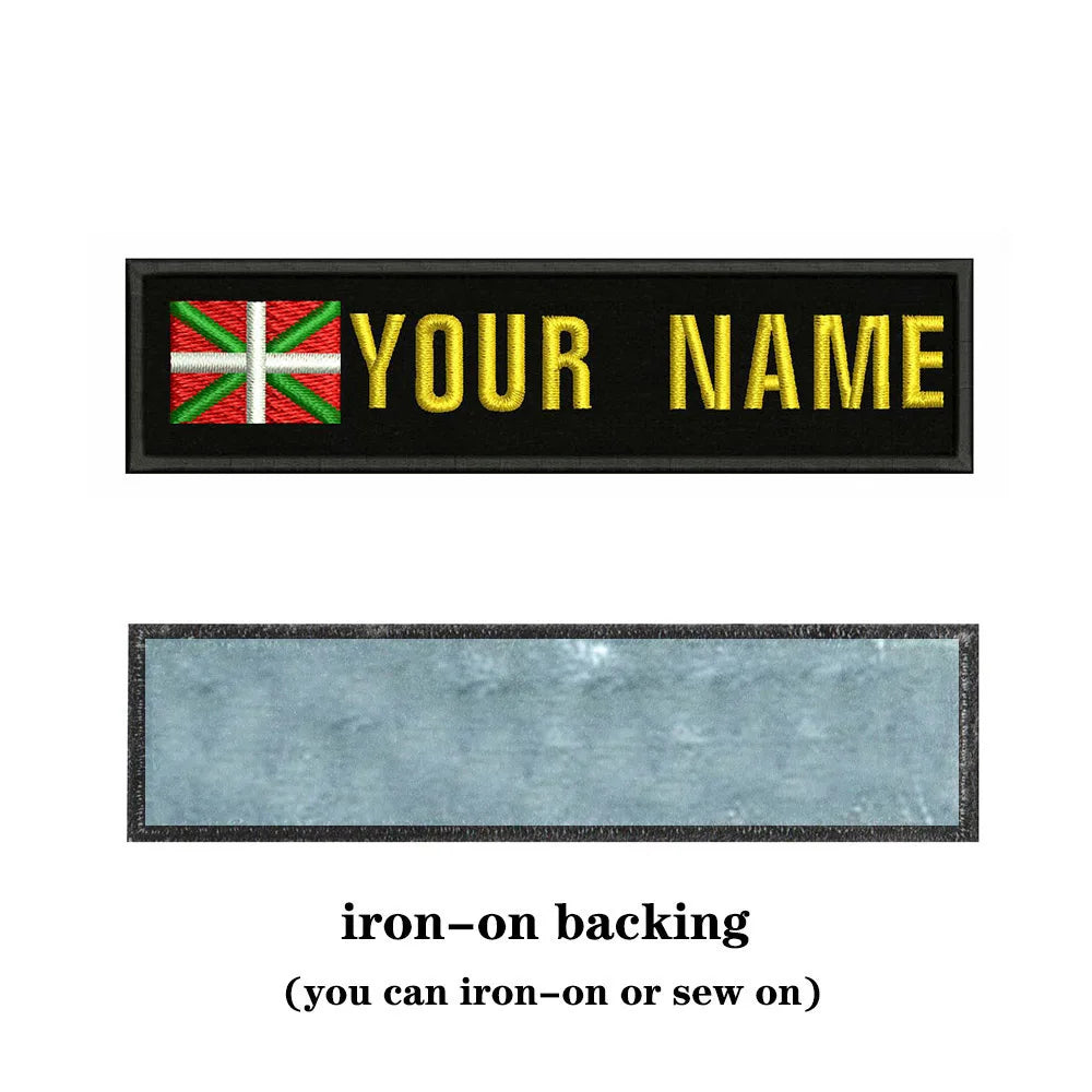 Basque Flag 10X2.5cm Embroidery Custom Name Text Patch Stripes Badge Iron On Or  Patches