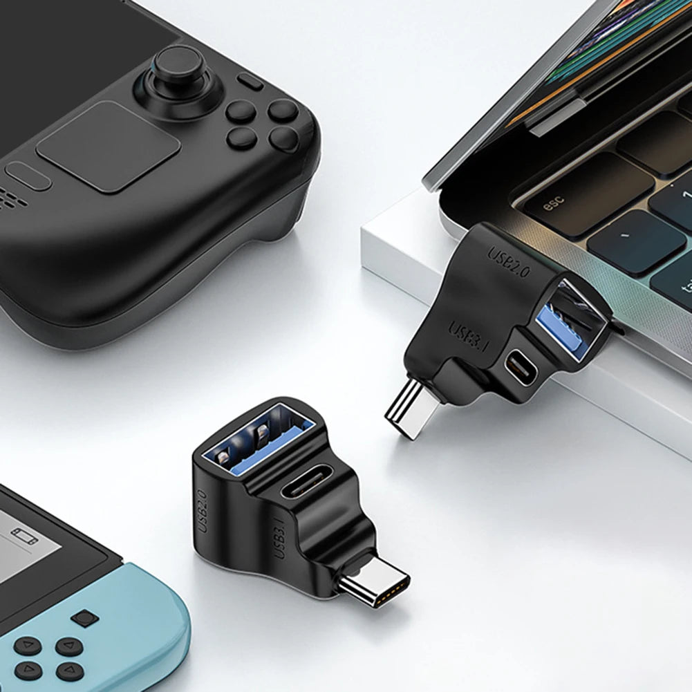 180 Degree U-shaped USB Type C Adapter OTG 20Gbps Fast Data Transfer  USBC Charging Converter for Steam Deck/Nintendo Switch