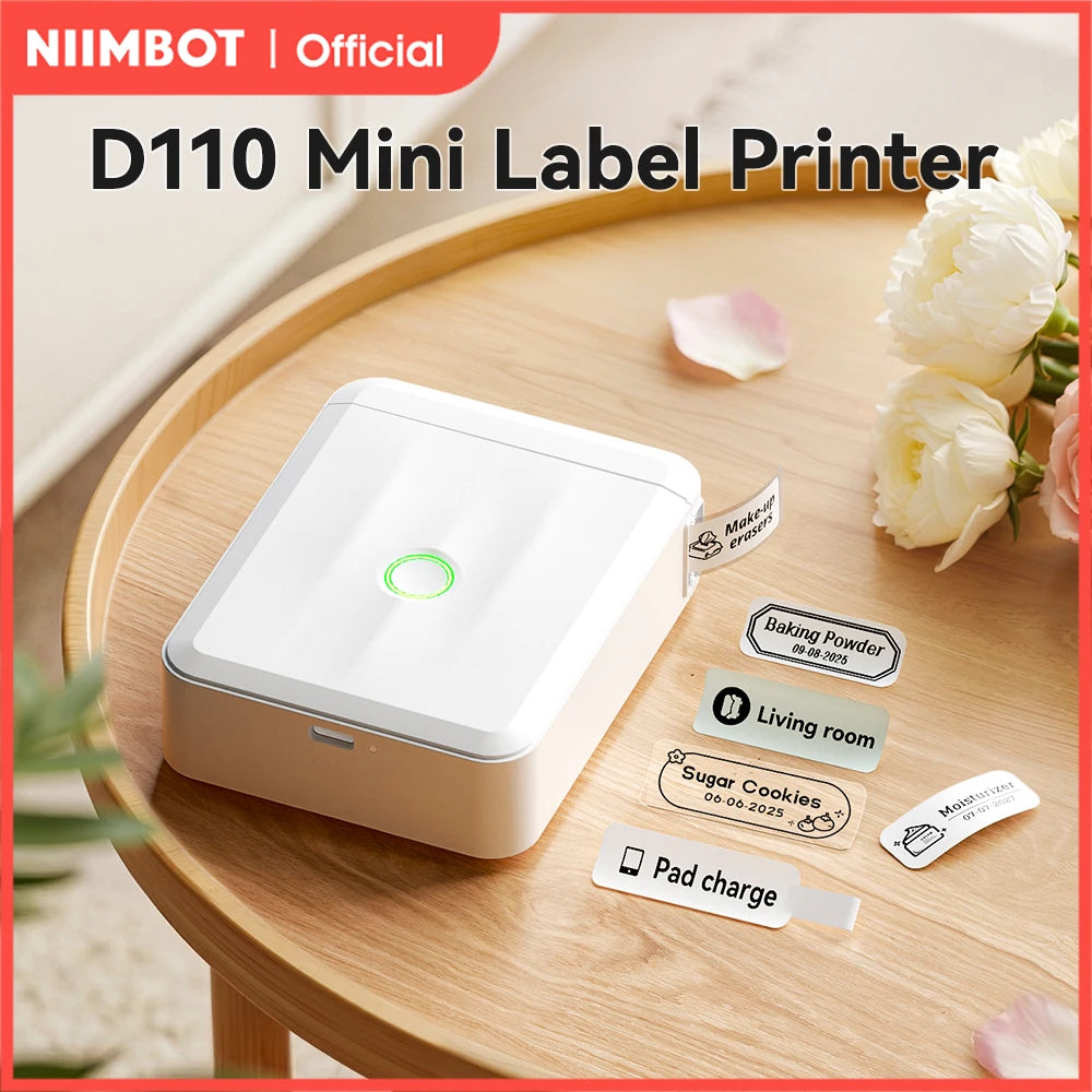 NIIMBOT D110 Upgraded Version Thermal Label Printer Mini Portable Name Tag Label Maker With Tape for Office Home Kitchen School