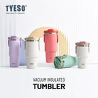 Tyeso Large-Capacity Thermoses Handle Vacuum Cup Dual-Drink Coffee Mug Stainless Steel Ice Cup Car Bottle Hot Cold Retention