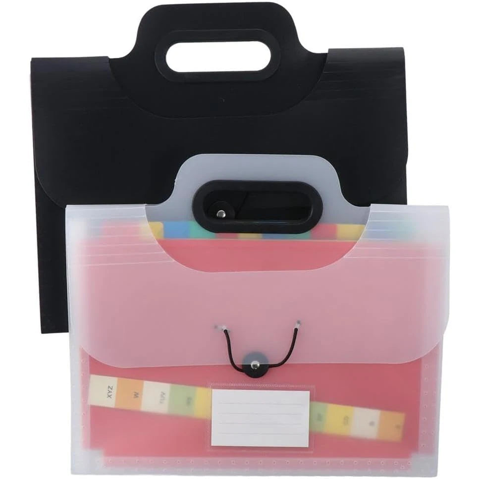 1 Piece Expandable Folder With Handle, A4 Size Black And White Portable Accordion Folder, 13 Flap Pocket Pants
