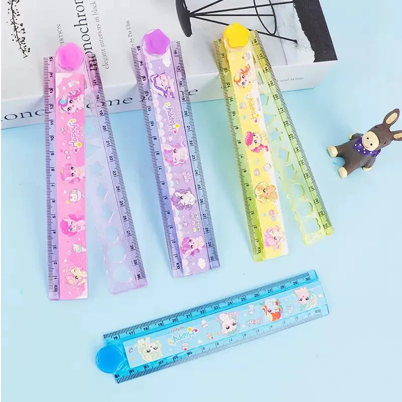 2Pcs Random 30cm Multi functional Foldable Ruler for Student Drawing Pattern Ruler