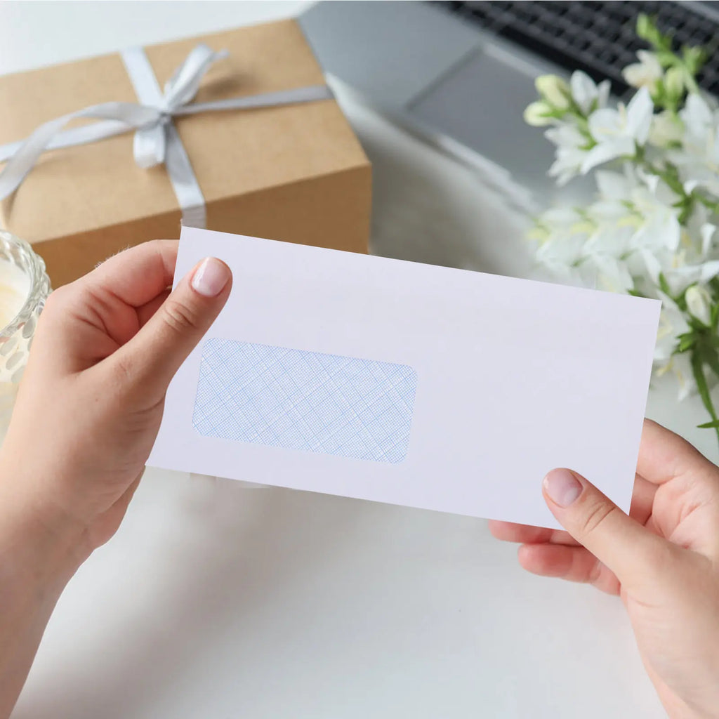50Pcs Peel and Seal Security Envelopes with Left Window for Invoices Statements Checks Confidential Storage