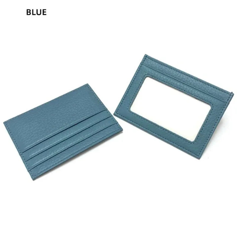 Genuine Leather Card Holder Slim Business Card ID Holder Credit Card Case Thin Small Wallet for Men Cardholder Sticker Black