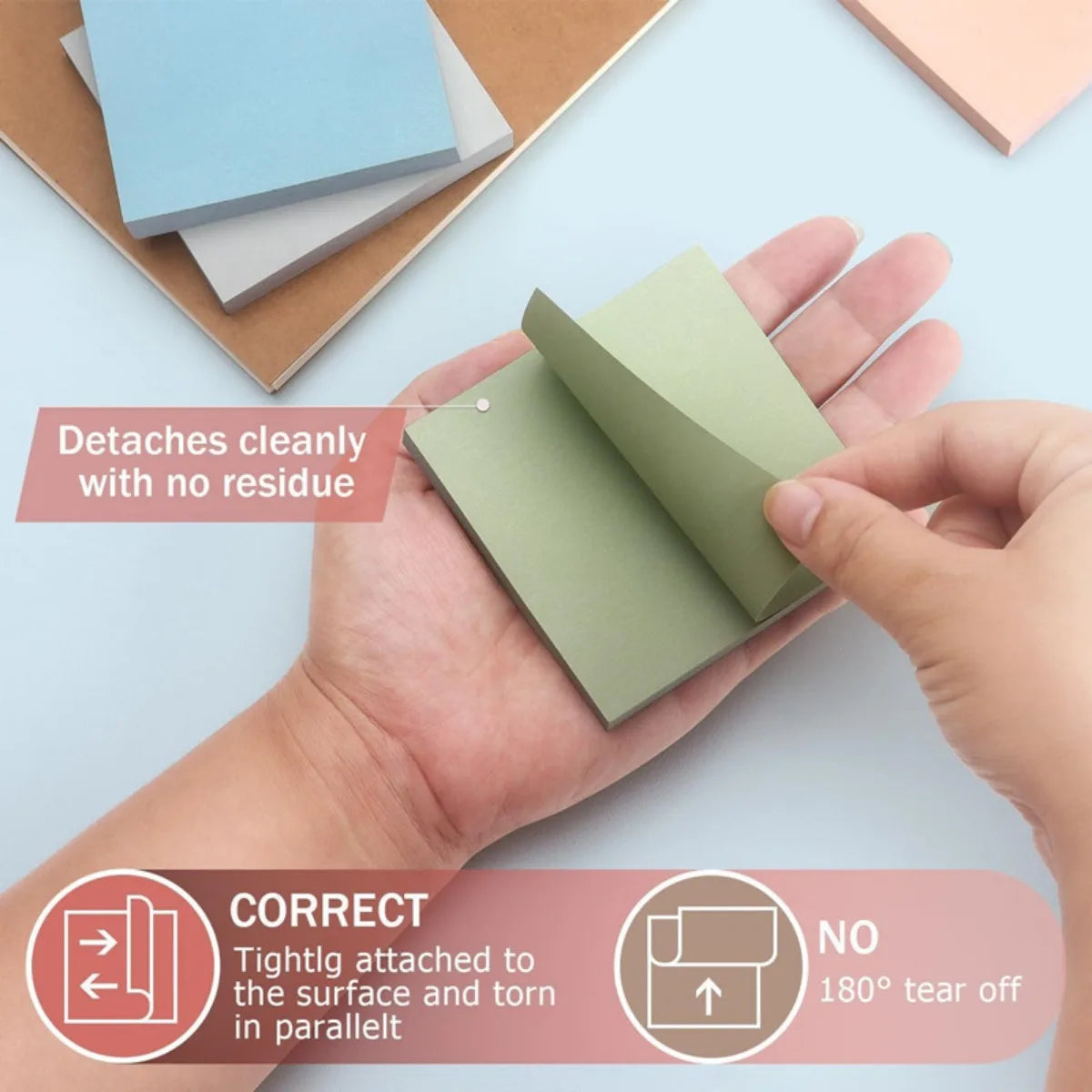 Retro - Color Sticky Notes Set | 6 Packs, 300 Sheets | 3×3 Inch Self - Adhesive Memo Pads Paper Product Deco Stationery
